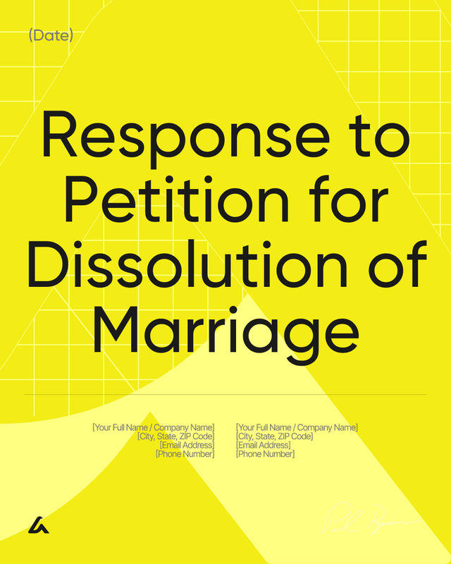 Response to Petition for Dissolution of Marriage Template