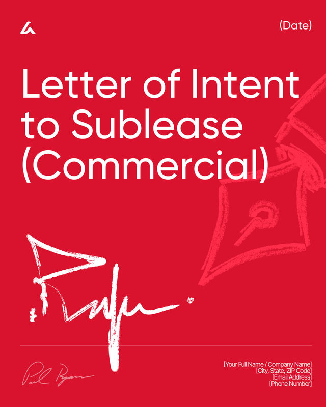 Letter of Intent to Sublease (Commercial) Template