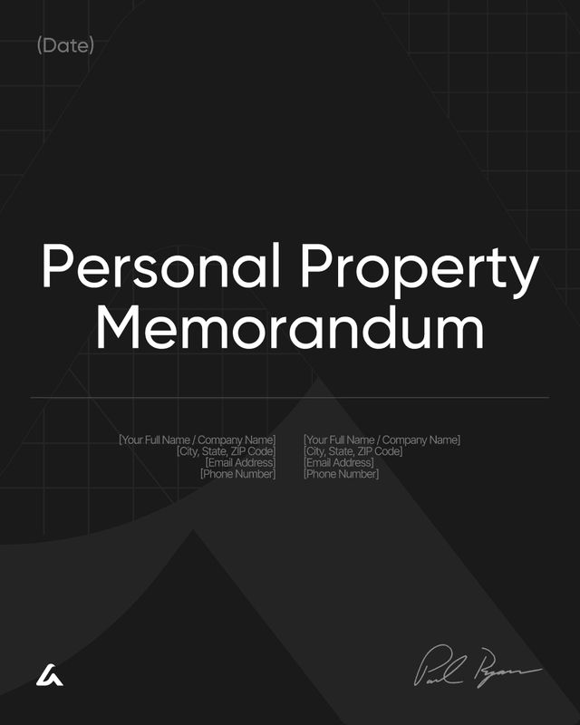 Personal Property Memorandum Template
