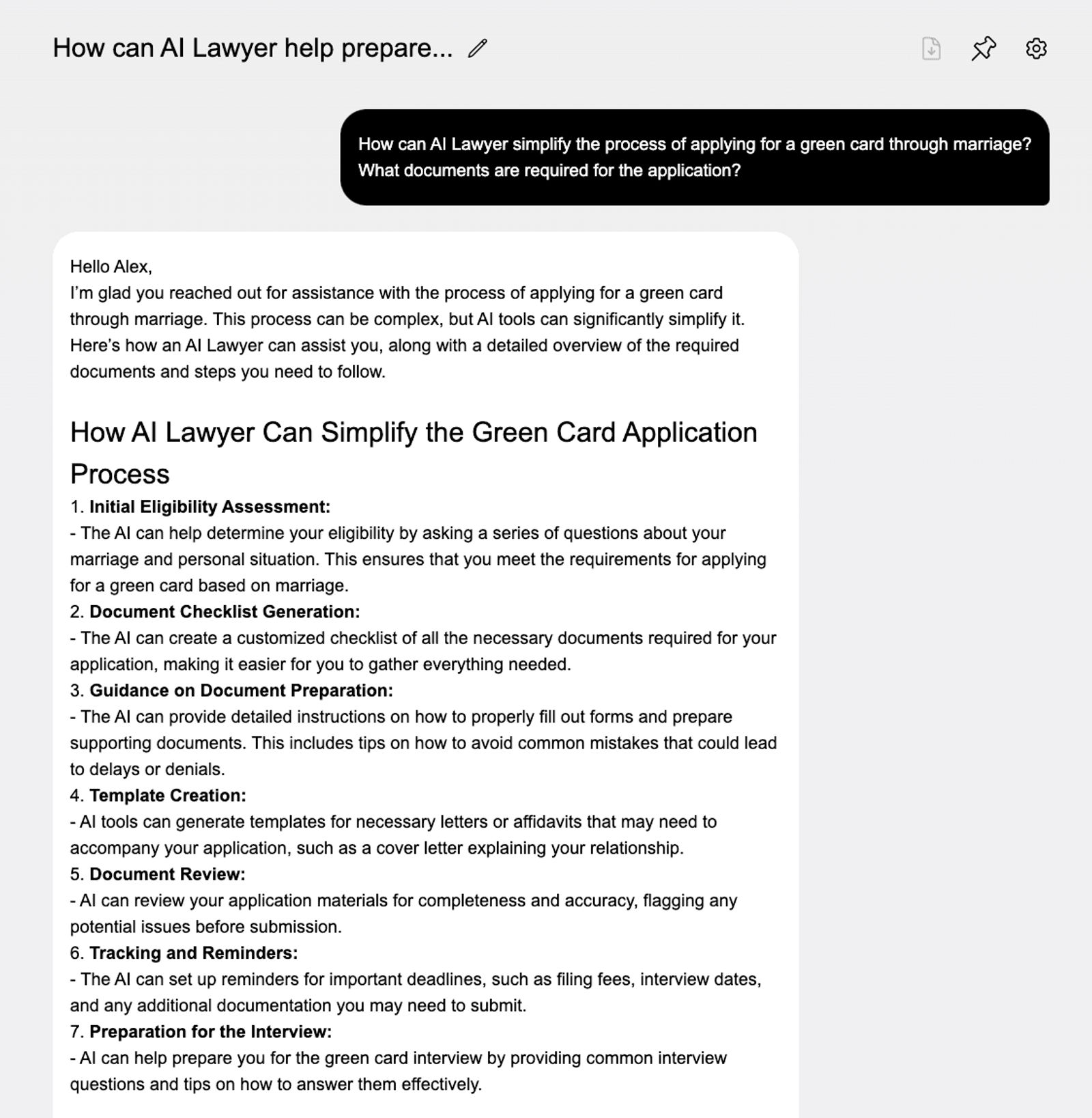 the story about how to use AI Lawyer which is demostrating how to use it.