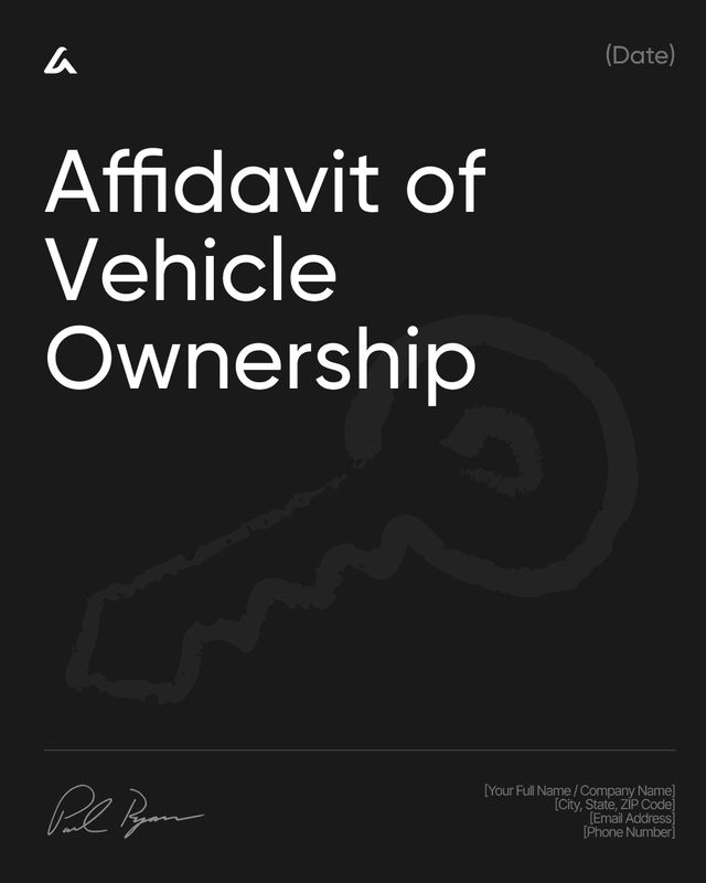 Affidavit of Vehicle Ownership Template