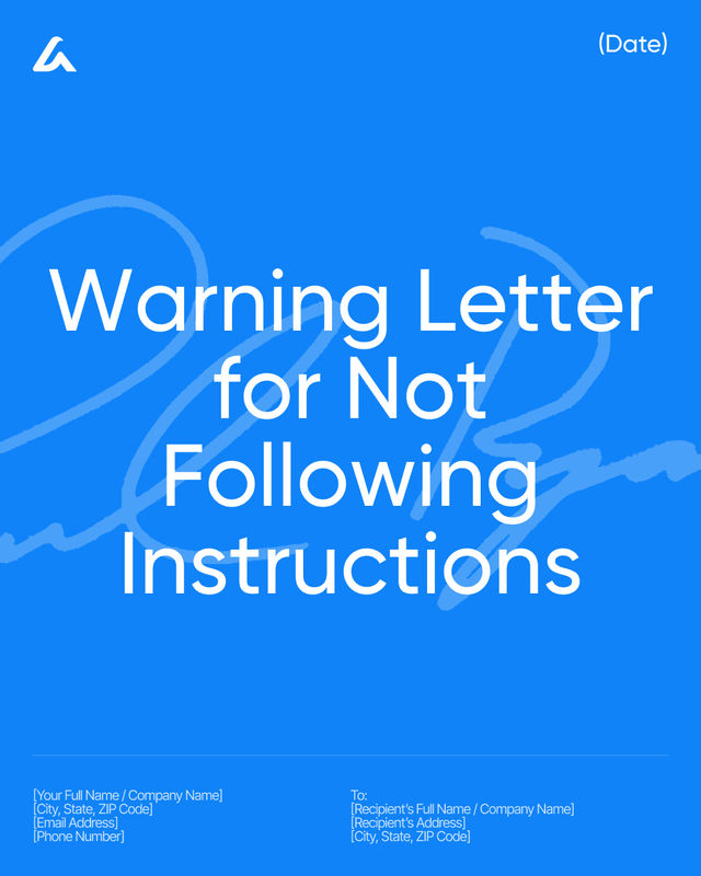 Warning Letter for Not Following Instructions Template