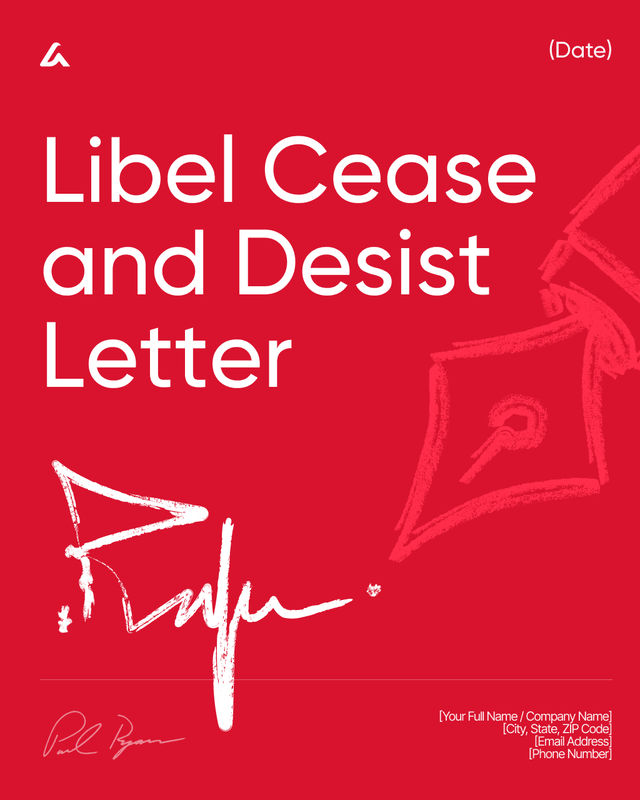 Libel Cease and Desist Letter Template: Defamatory Statements