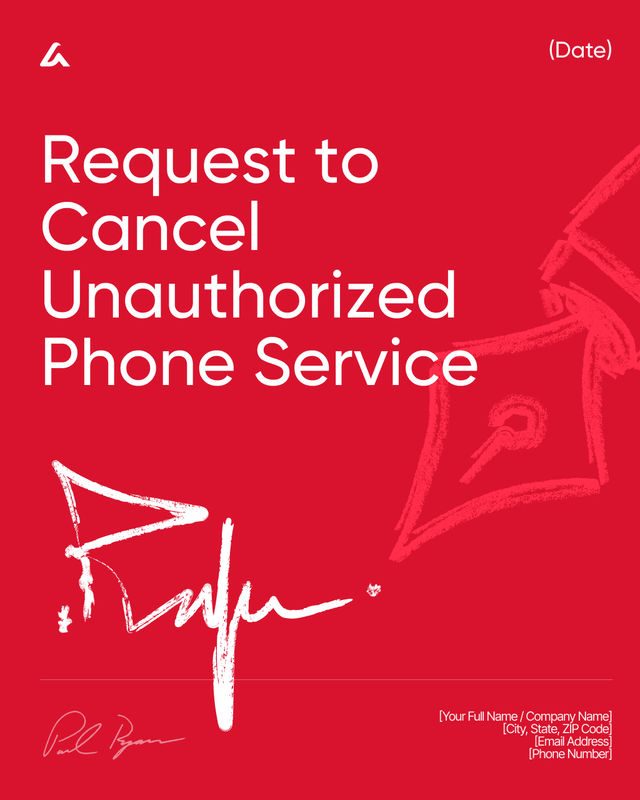 Request to Cancel Unauthorized Phone Service Template: Notice