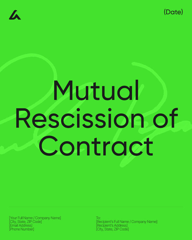 Mutual Rescission Agreement Template: Cancel Contract & Release