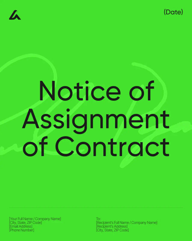 Notice of Assignment of Contract Template