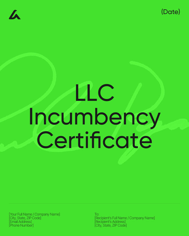 LLC Incumbency Certificate Template: Authority and Signers