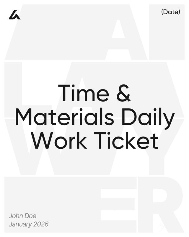 Time & Materials Daily Work Ticket Template: Job Cost Log