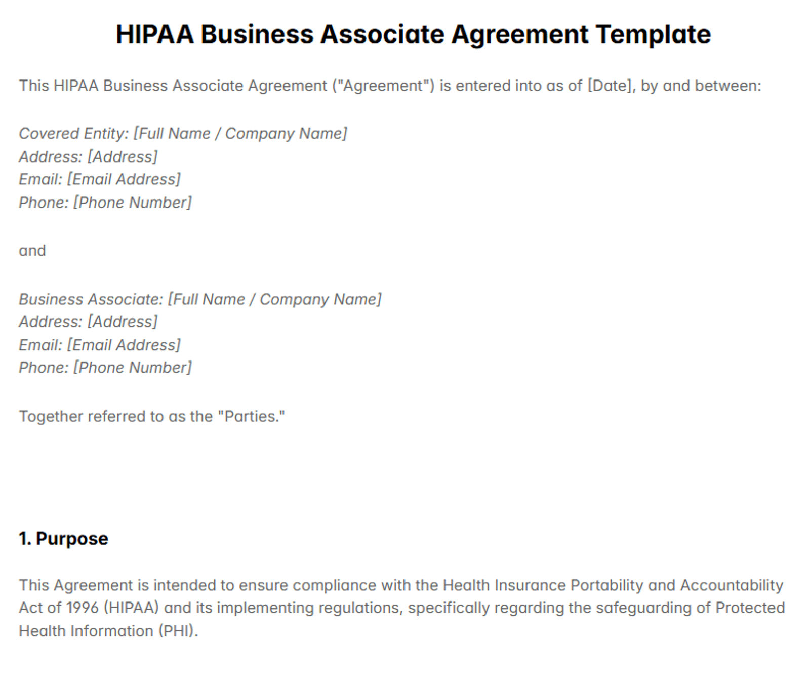 HIPAA Business Associate Agreement Template - Why You Need This