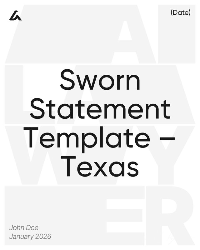 Sworn Statement: Declaration, Facts Form Template – Texas