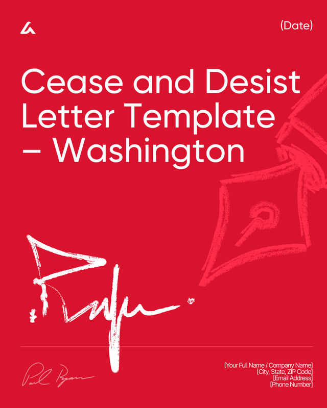Cease and Desist Letter Template: Claims & Deadline Washington