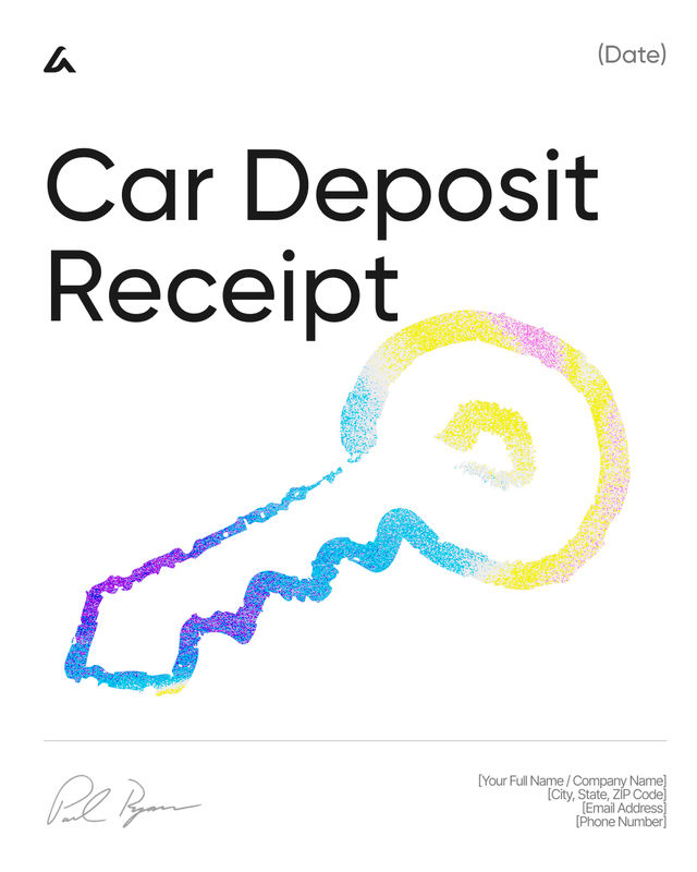 Car Deposit Receipt Template: Payment Proof & Hold Terms