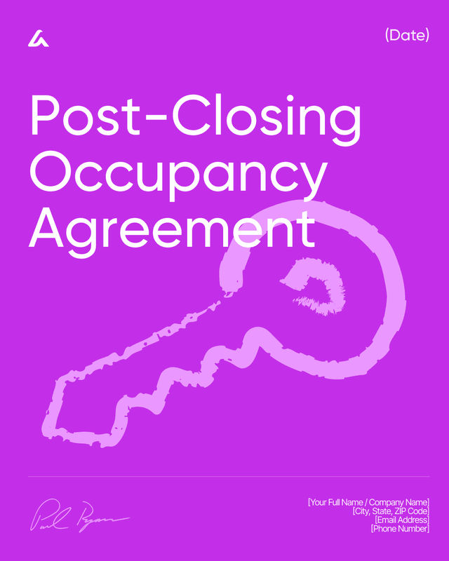 Post-Closing Occupancy Agreement Template: Seller Stay Terms