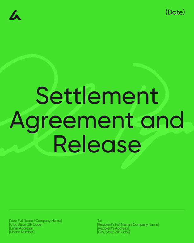 Settlement Agreement & Release Template: Payment, Claims & Terms