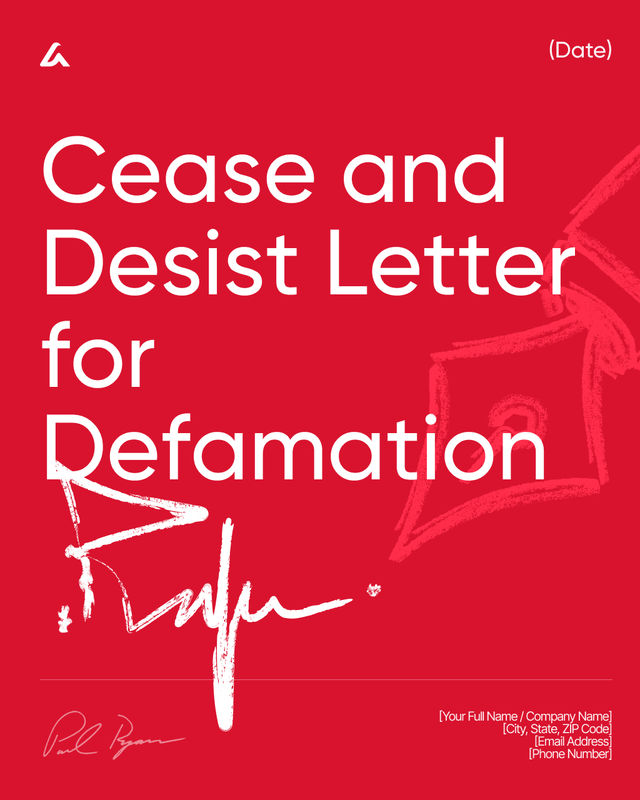 Cease and Desist Letter for Defamation Template