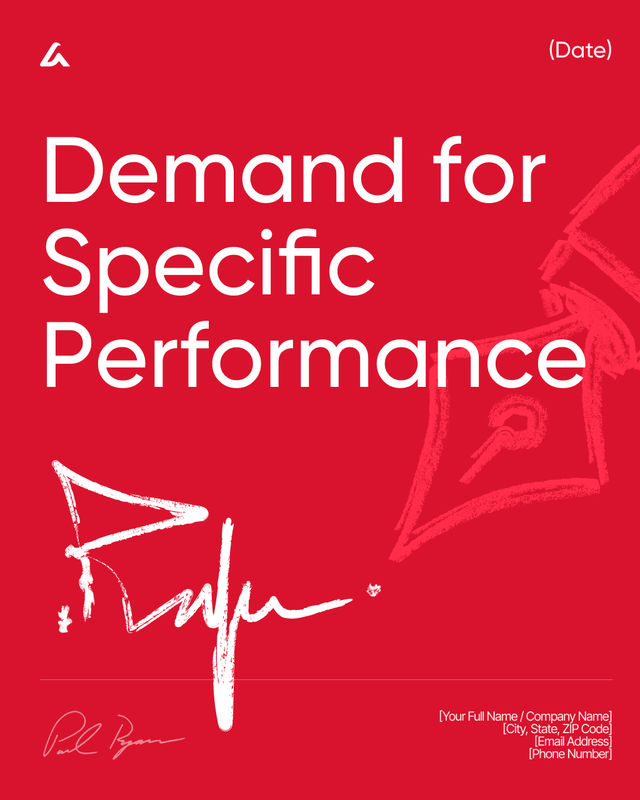 Demand for Specific Performance Template: Contract Compliance Notice