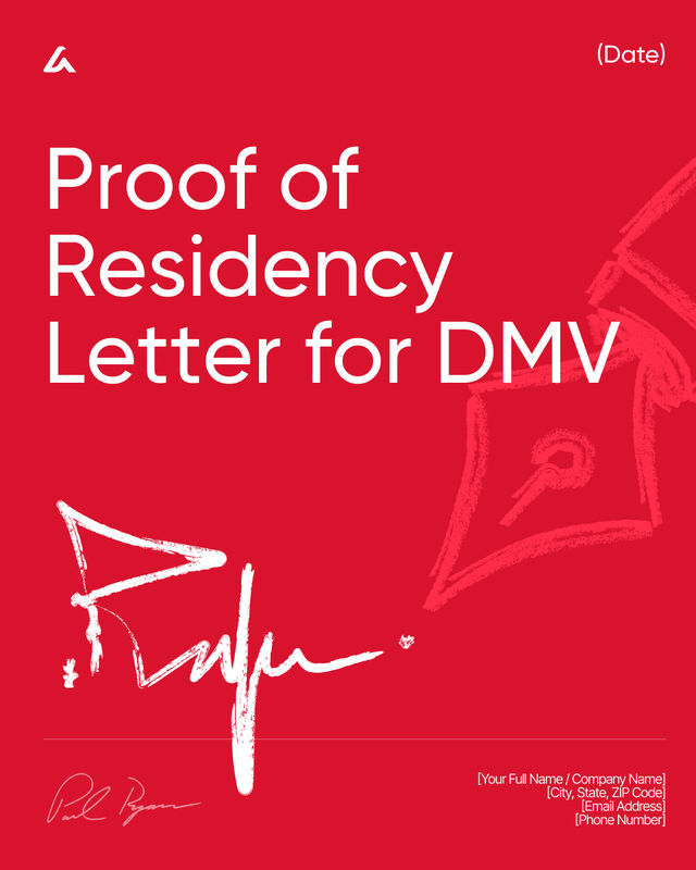 Proof of Residency Letter for DMV Template