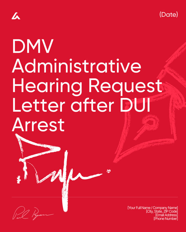 DMV Hearing Request Letter After DUI Arrest Template Form