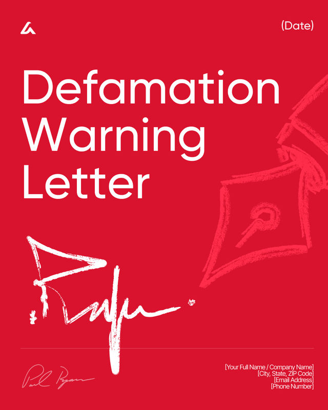 Defamation Warning Letter Template: False Statements