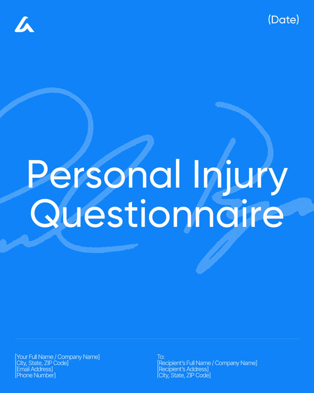 Personal Injury Questionnaire Template: Claim & Evidence