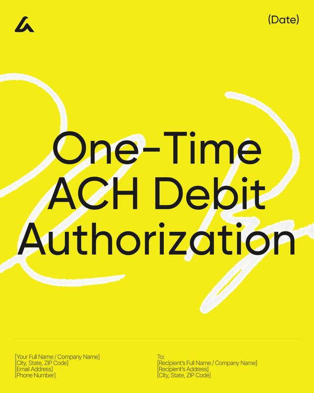 One-Time ACH Debit Authorization Template