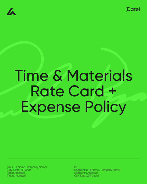 Time & Materials Rate Card + Expense Policy