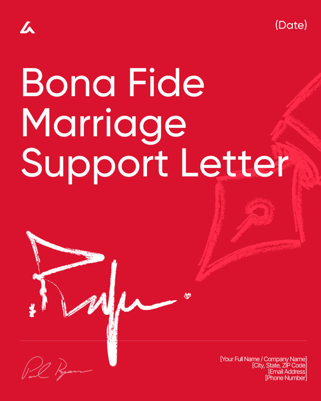 Bona Fide Marriage Support Letter Template