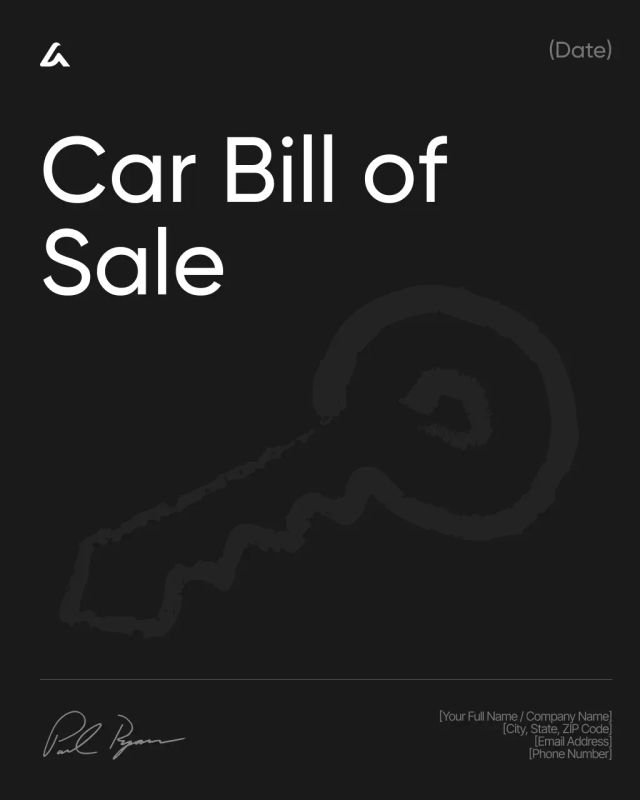 Car Bill of Sale Template: Transfer & Purchase Details