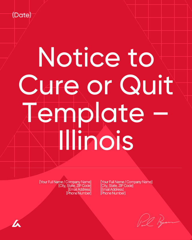 Notice to Cure or Quit: Lease Violation Template – Illinois