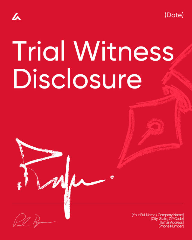 Trial Witness Disclosure Template: Witness List and Summary