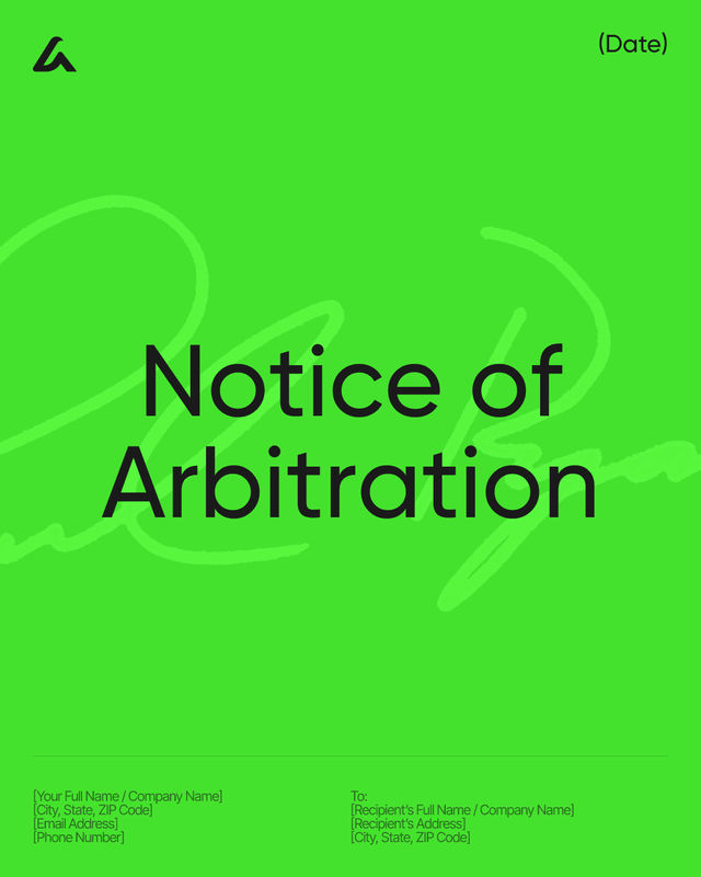 Notice of Arbitration Template: Claims, Parties & Relief