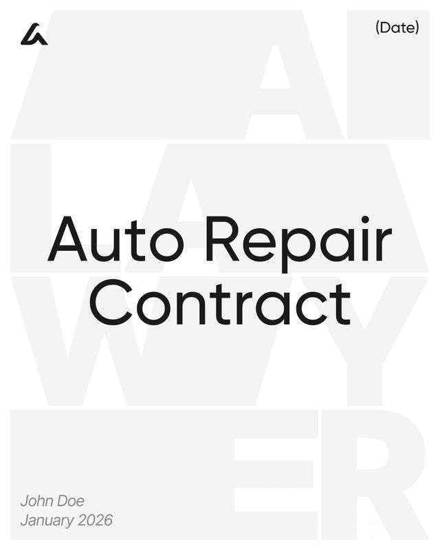 Auto Repair Contract Template: Services, Parts and Payment