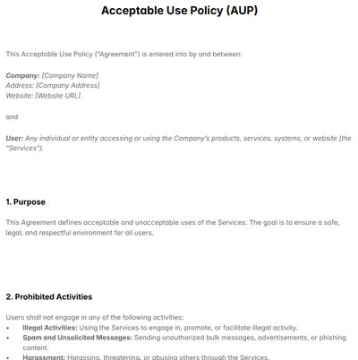 Acceptable Use Policy (AUP) Template