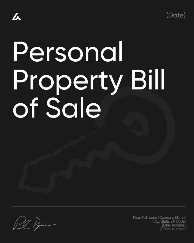 Personal Property Bill of Sale Template: Transfer & Terms