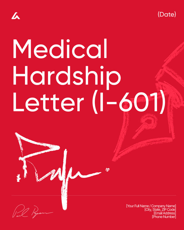 Medical Hardship Letter (I-601) Template
