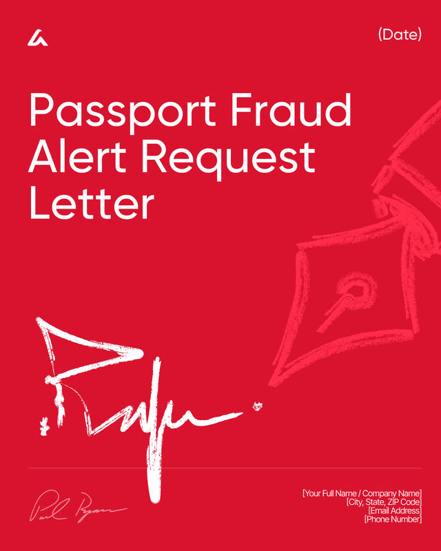 Passport Fraud Alert Request Letter Template: Identity Notice