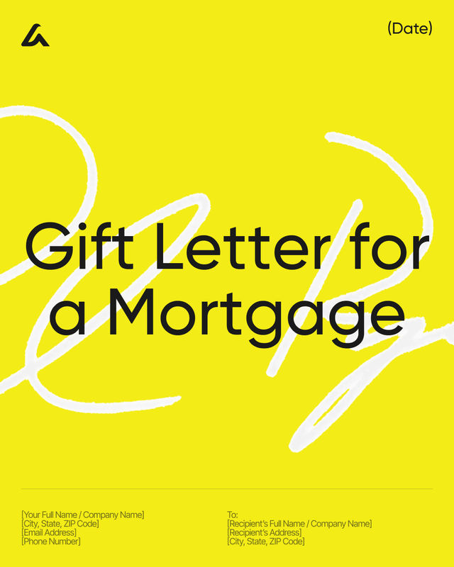 Gift Letter for a Mortgage Template: Donor and Fund Terms