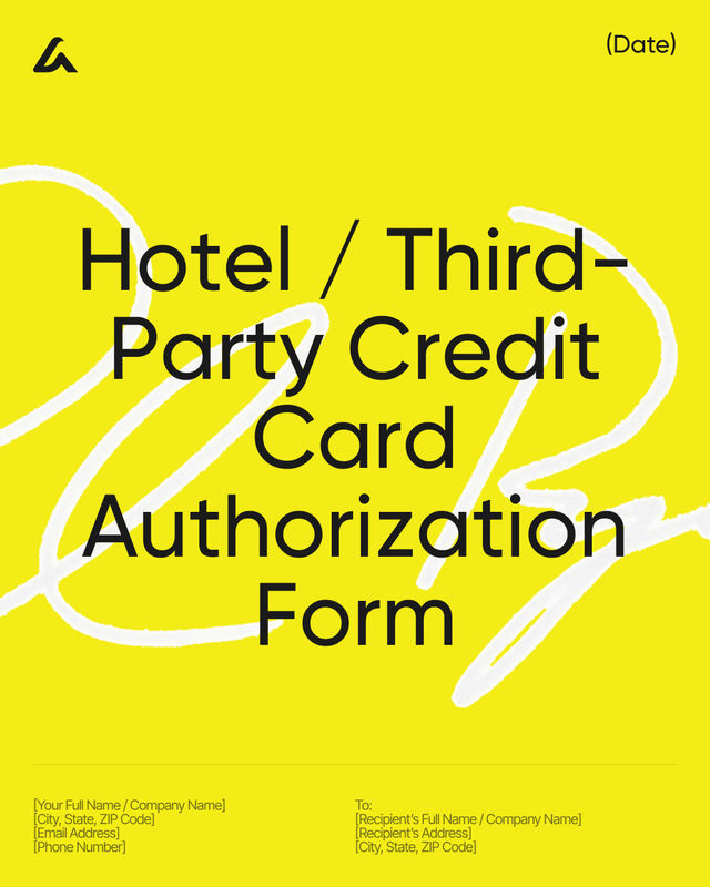 Hotel / Third-Party Credit Card Authorization Form Template
