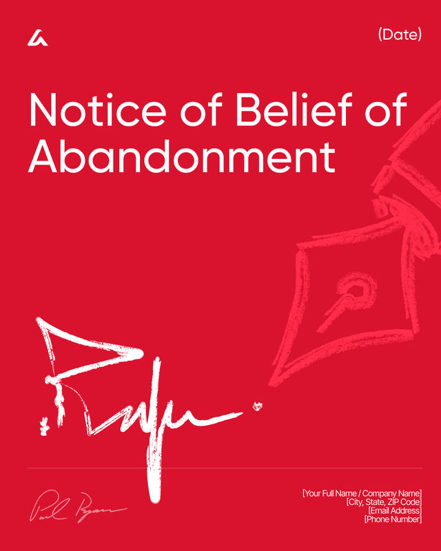 Notice of Belief of Abandonment Template: Tenant Property Notice
