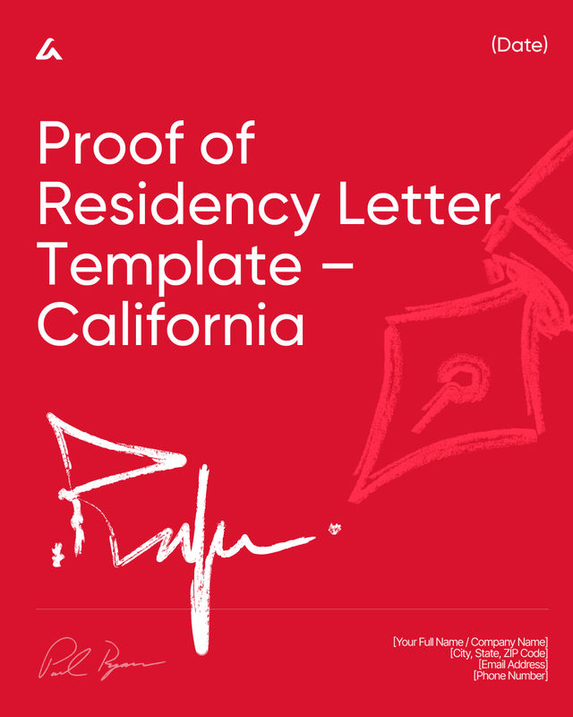 Proof of Residency Letter Template – California