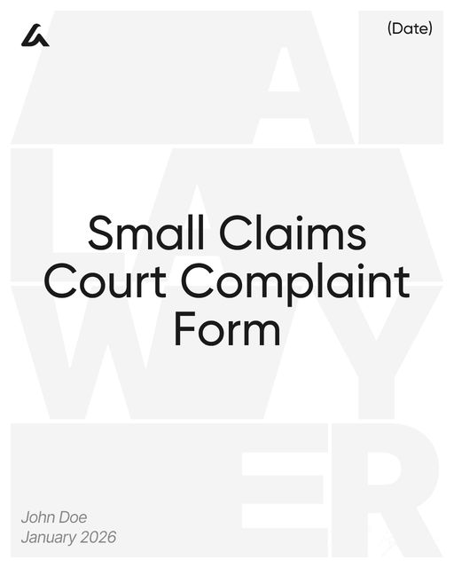 Small Claims Court Complaint Form