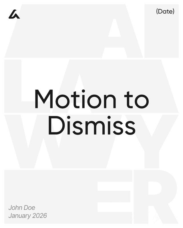 Motion to Dismiss Template: Grounds, Format and Filing Guide