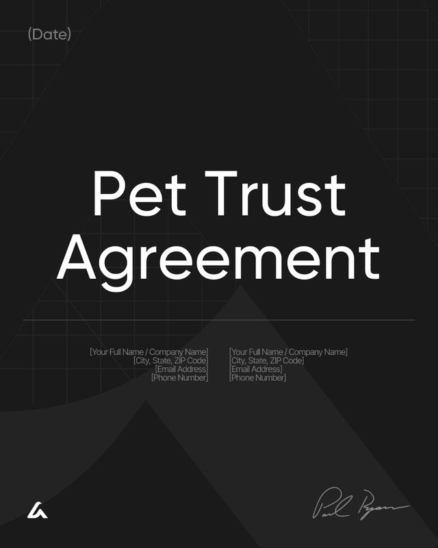 Pet Trust Agreement Template: Pet Care and Funding Terms