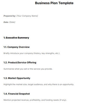 Business Plan Template