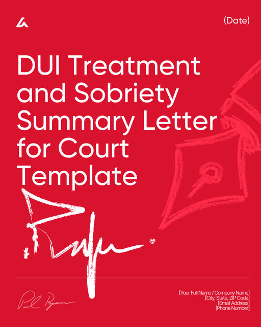 DUI Treatment and Sobriety Summary Letter for Court Template