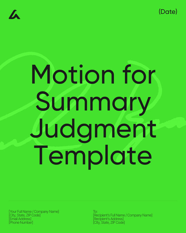 Motion for Summary Judgment Template: Grounds & Evidence