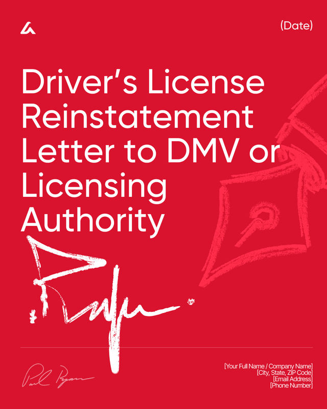 Driver’s License Reinstatement Letter to DMV Template Form