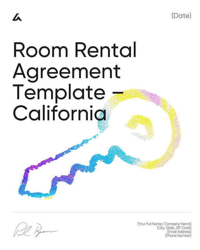Room Rental Agreement: Rent, Deposit Template – California