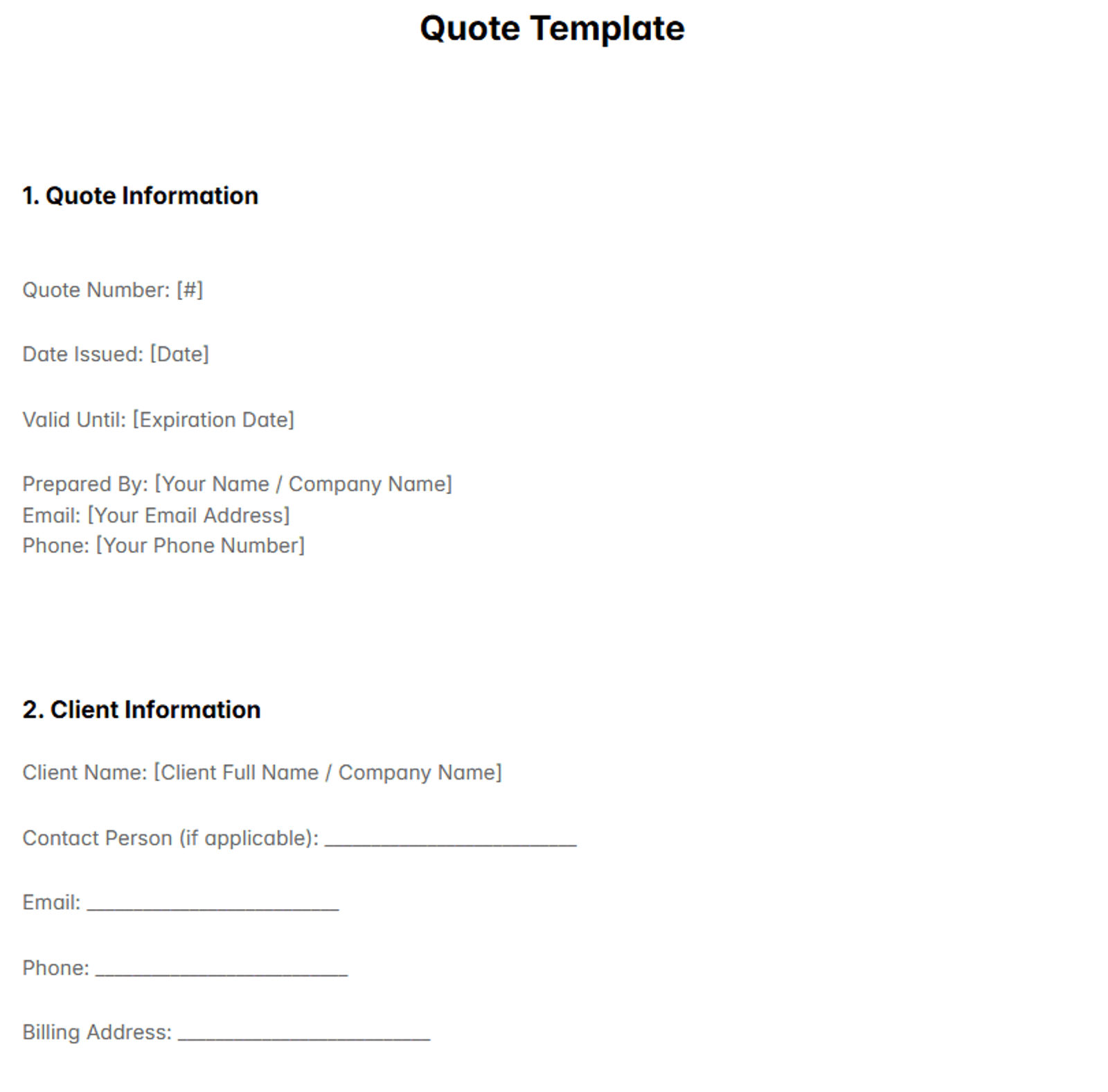 Quote Template: Why It Matters + Key Fields, Tips & Examples