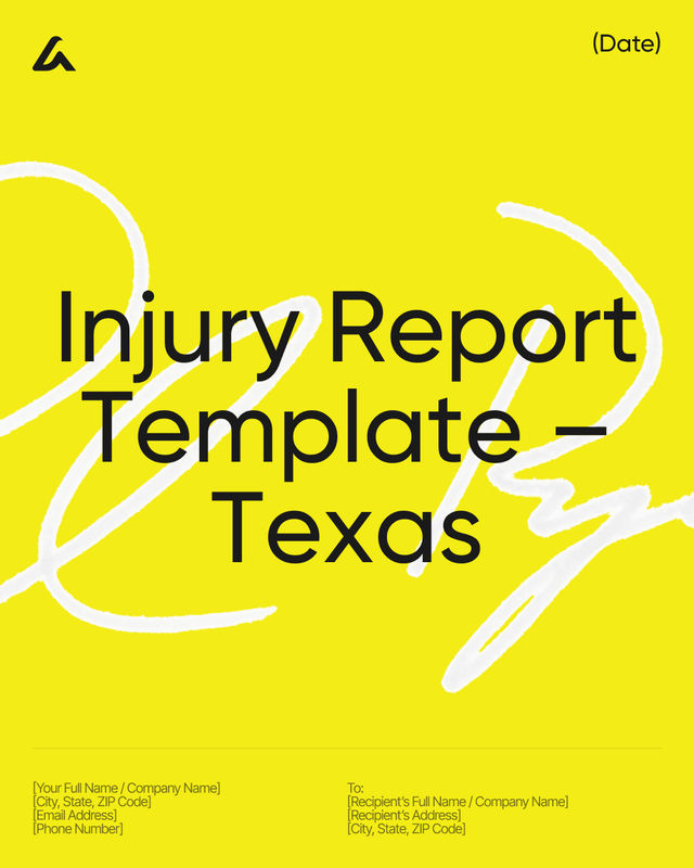 Injury Report Template: Incident Details & Liability Texas